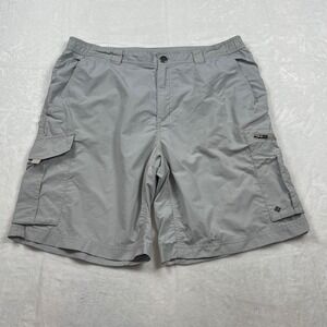 Columbia Mens Gray Omni-Shade Ripstop Cargo Shorts 38w Hiking Fishing Gray Flaw